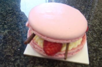 Raspberry filled Macaron
